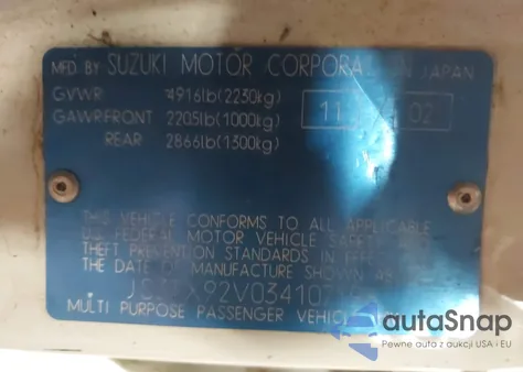 2003 Suzuki Xl-7 Ltd/Touring from USA, damaged, VIN JS3TX92V034107196